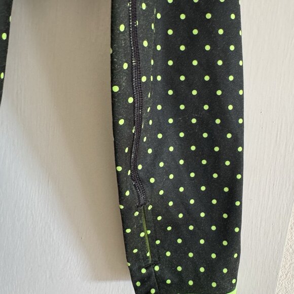 NIKE Pro Long Sleeve Womens L Half-Zip Top Black Neon Polka Dot Lightweight - Picture 3 of 7